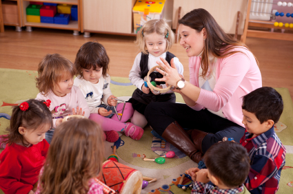 Teacher with elementary students